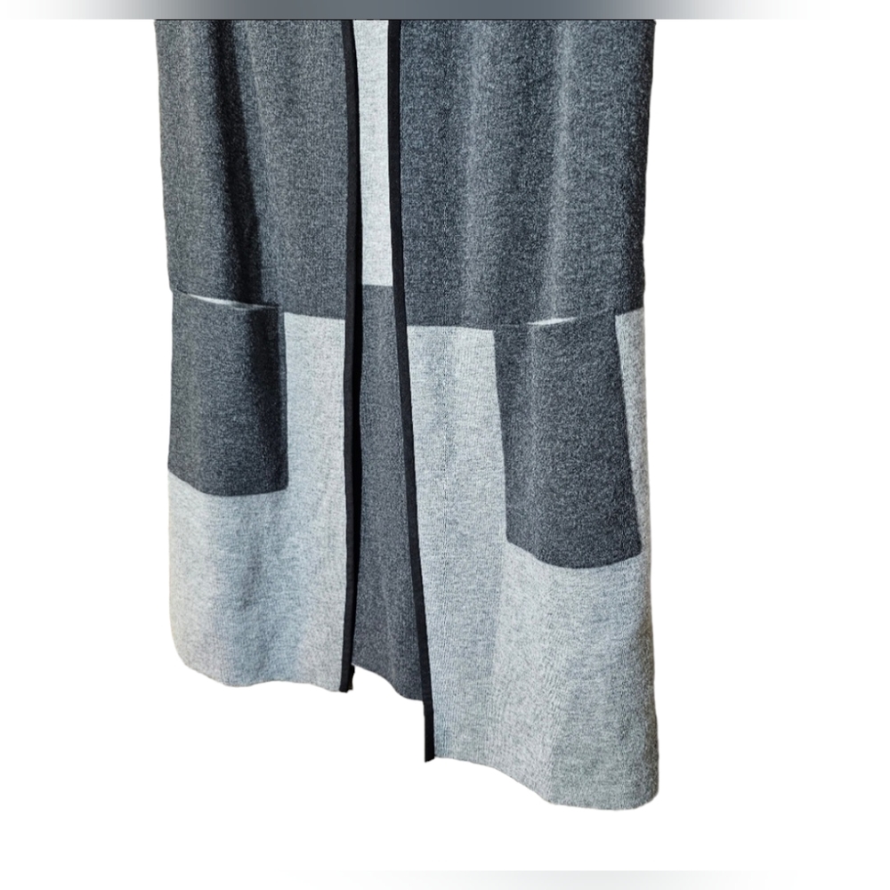 LAFAYETTE 148 $499 Retail New York Sleeveless Colorblock Cardigan, Medium, Gray - Picture 2 of 6